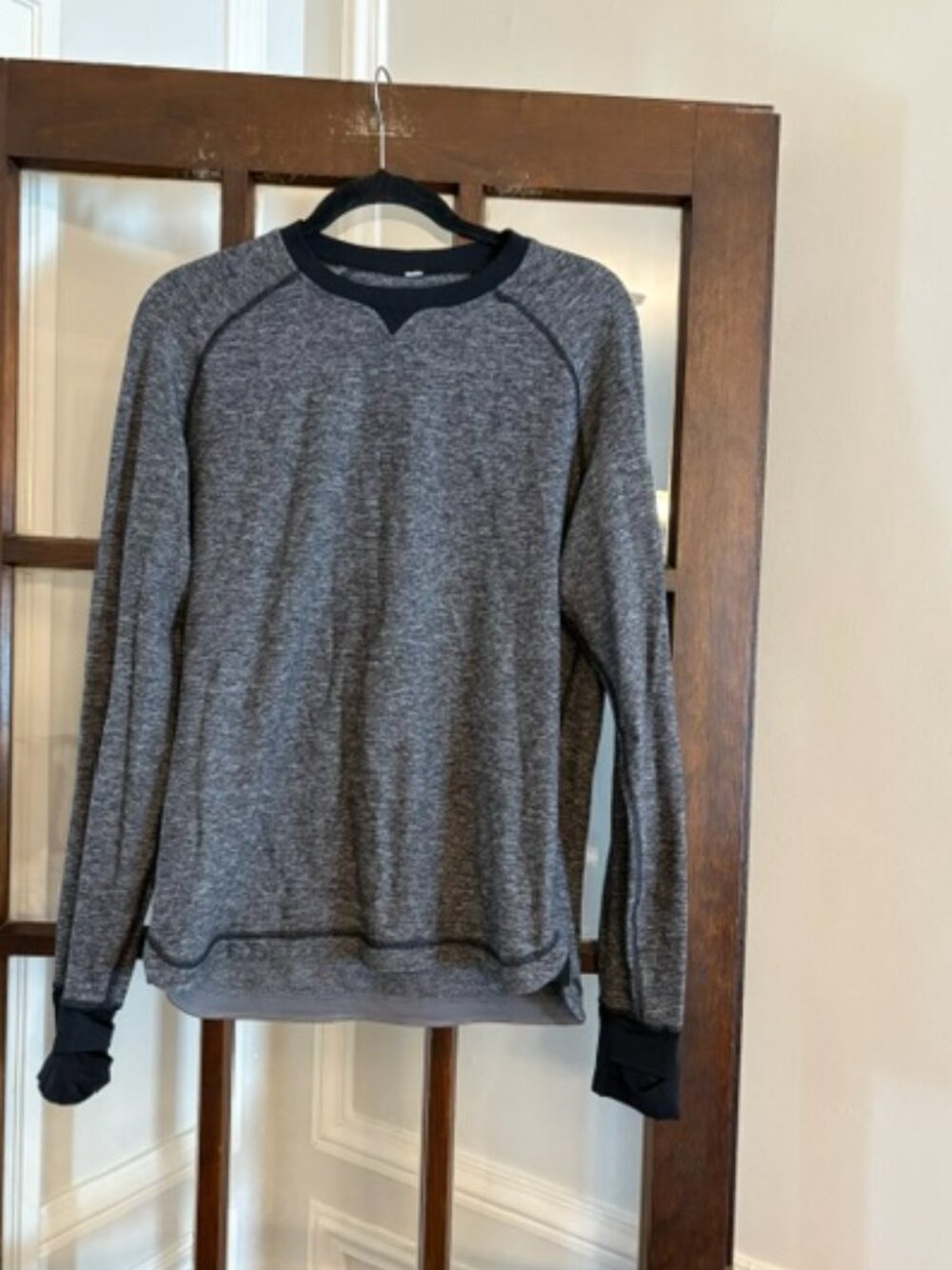 Lululemon Crew Neck Long Raglan Sleeve Stretch Pullover Heathered Gray, Size Sma